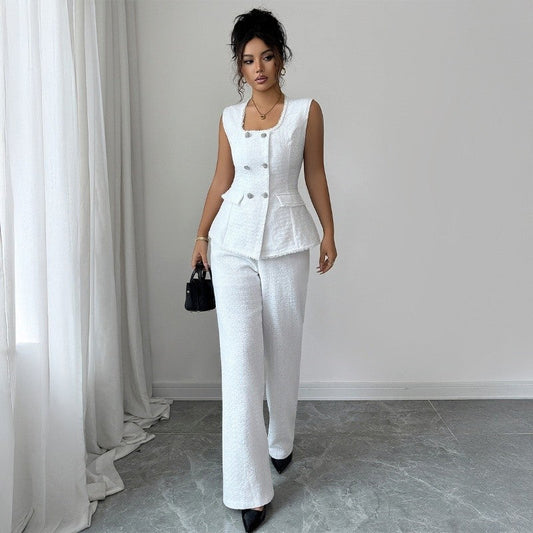 Square Neck Tank Top And Long Pants Suit