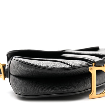 Grained Calfskin Mini Saddle Bag Black