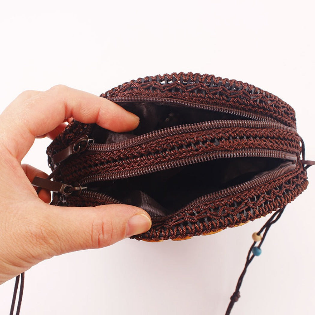 Cosbai - Boho Round Woven Crossbody Bag - Unique &amp; Artistic