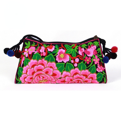 Yunnan Ethnic Style Double-Sided Embroidery Bag Single Shoulder Bag Messenger Women'S Bag Thin Canvas Bag Retro Leisure Women'S Bag
