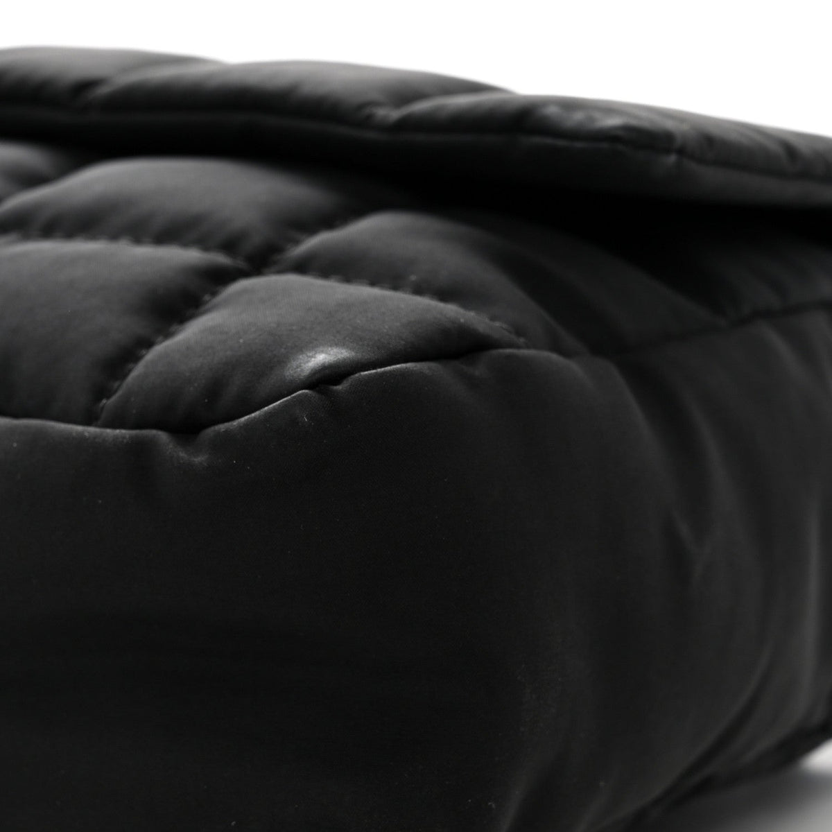 Nylon Square Quilted Flap Black
