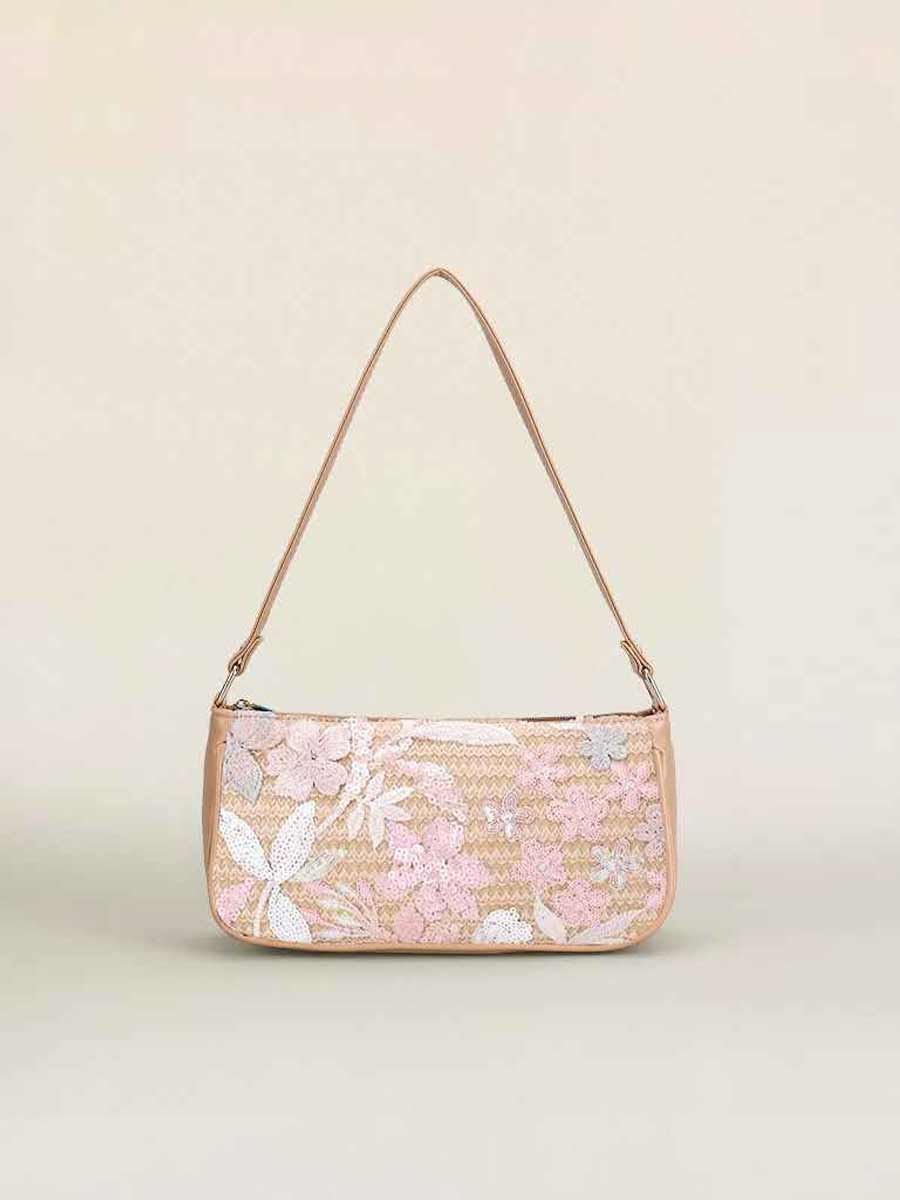 Daphne Floral Embroidered Sequin Shoulder Bag