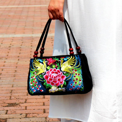 Ethnic Style Bag With Double-Sided Embroidery And Canvas Small Bag For Women'S Double-Layer Handbag Casual Trend Retro