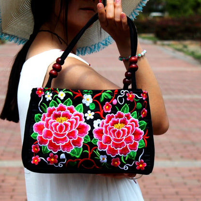Ethnic Style Bag With Double-Sided Embroidery And Canvas Small Bag For Women'S Double-Layer Handbag Casual Trend Retro
