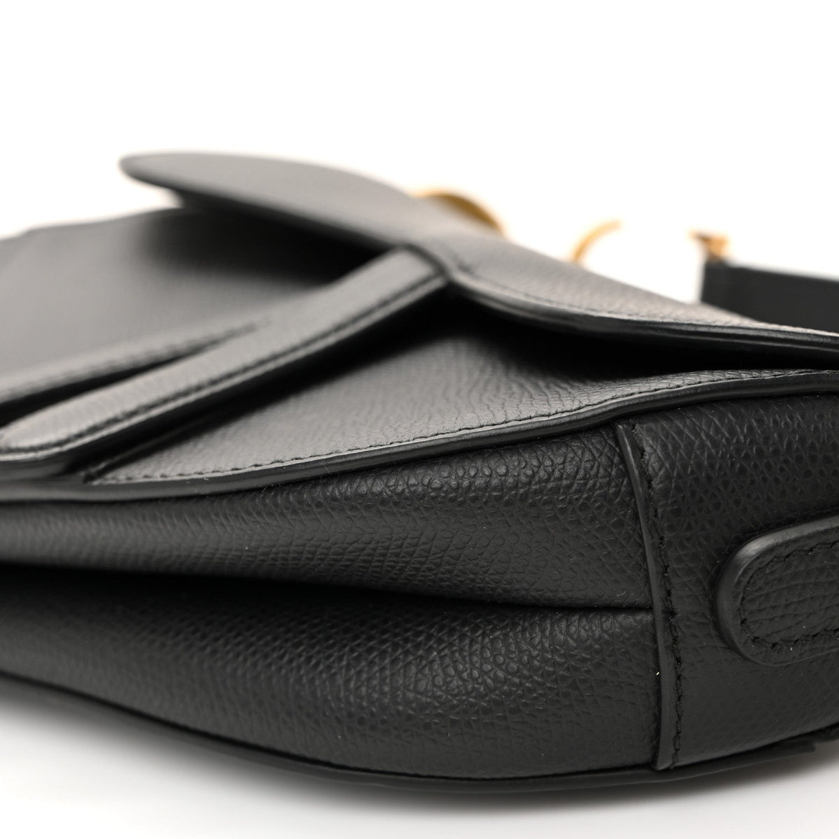Grained Calfskin Mini Saddle Bag Black