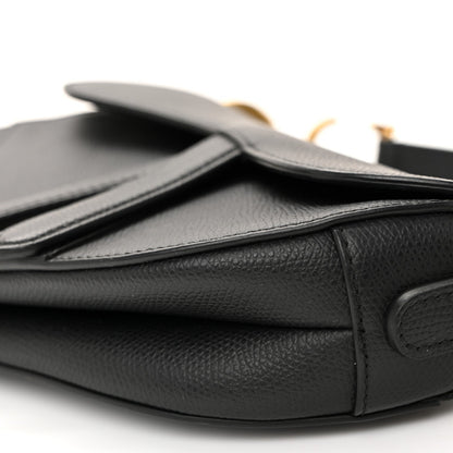Grained Calfskin Mini Saddle Bag Black