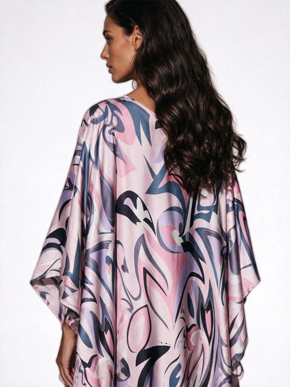 Layla Abstract Print Tassel Kaftan Maxi Dress