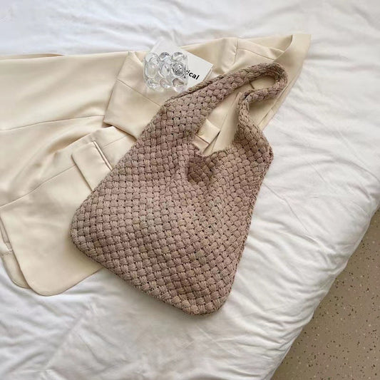 Crochet Tote Bag Hand-Woven Vintage Tote Bag