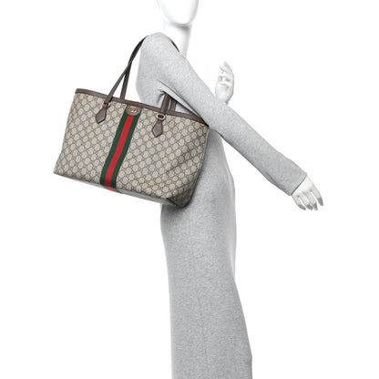 GG Supreme Monogram Medium Ophidia Shopping Tote Brown