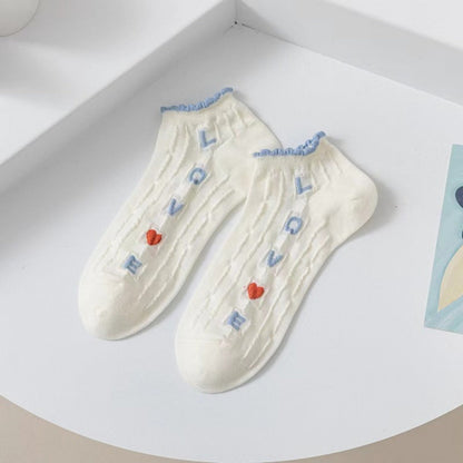 Rufia- Colorful Lace Trim Summer Low-Cut Socks