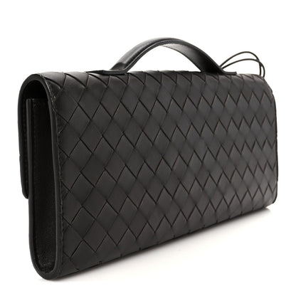 Nappa Intrecciato Long Andiamo Top Handle Clutch Fondant