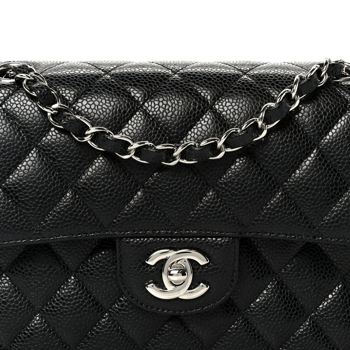 Caviar Quilted Small Double Flap Black