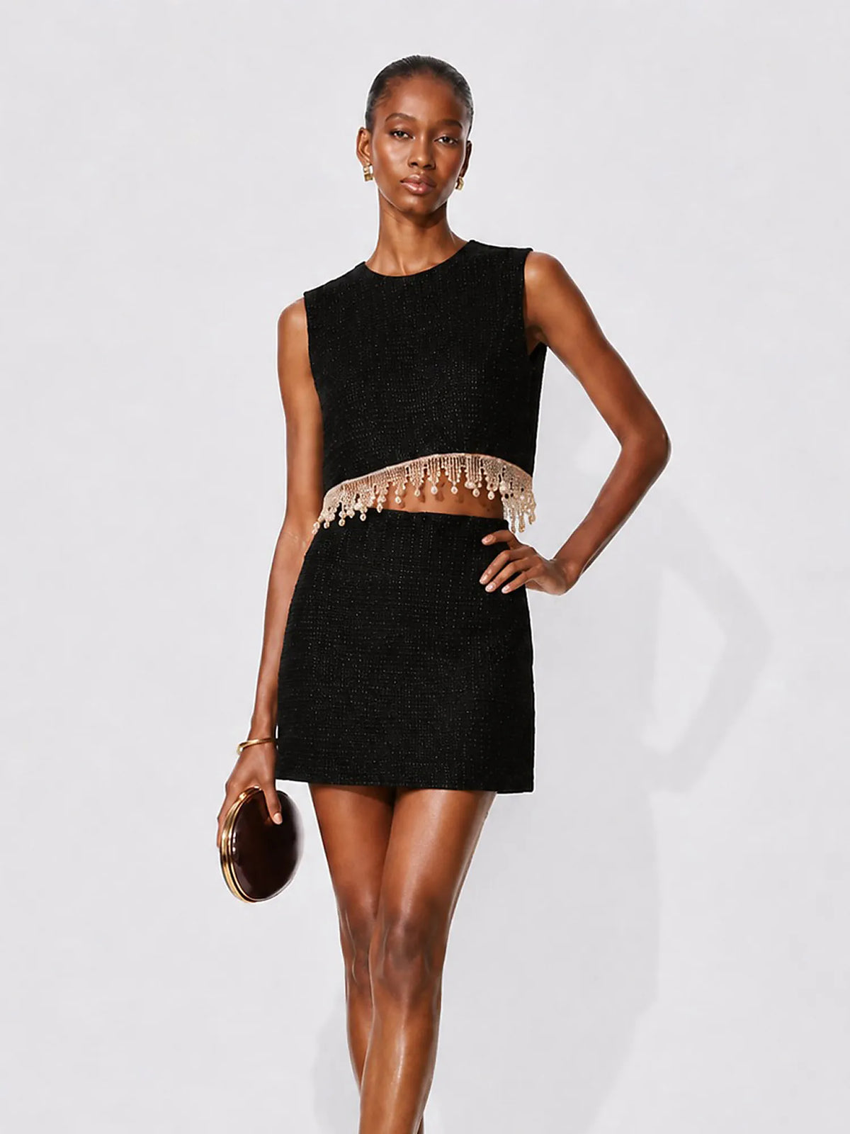 Paloma Rhinestone Tassel Mini Skirt Set