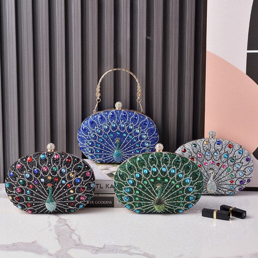 Peacock Rhinestone Elegant Party Evening Handbag