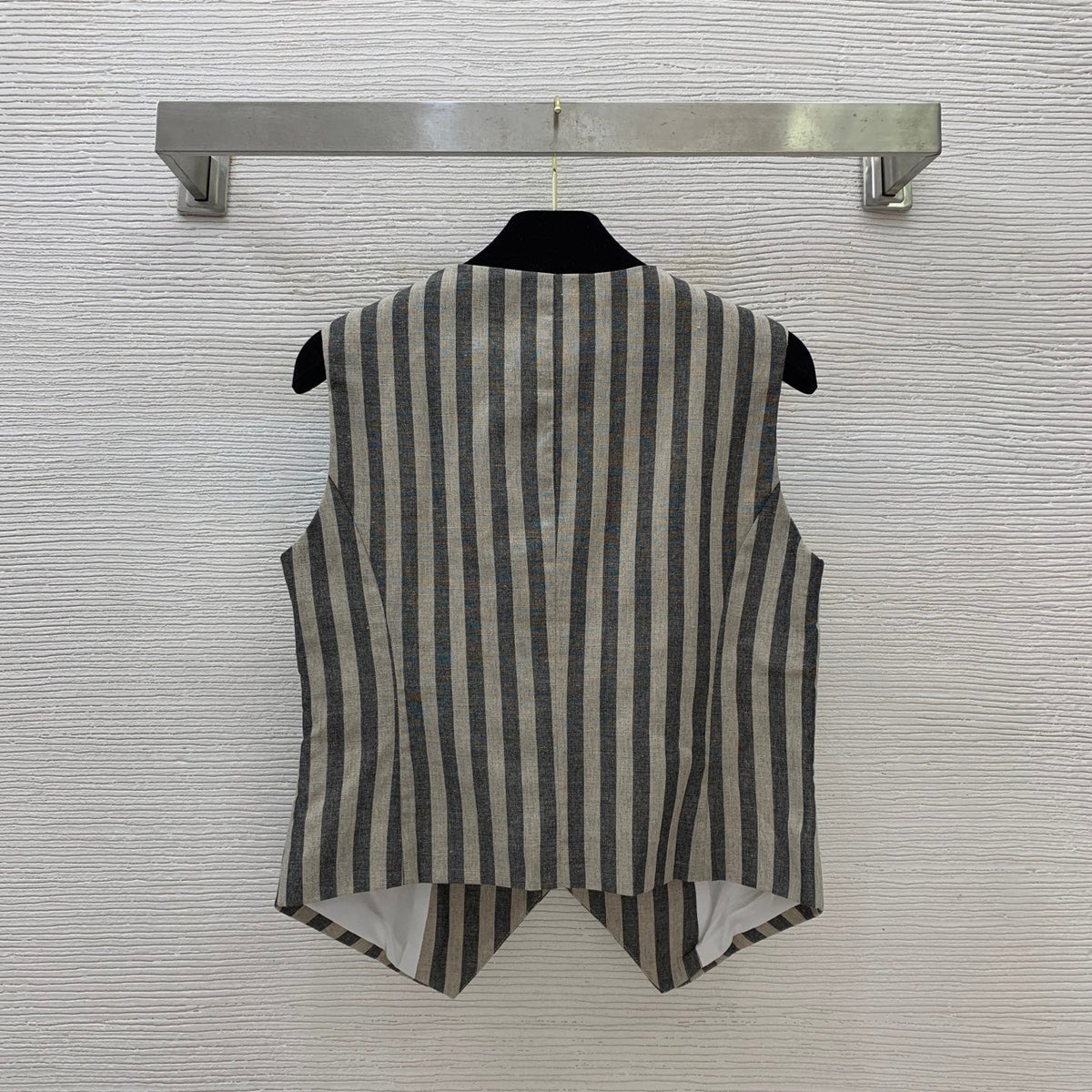 YSL Striped Two-piece Suit Beige mix Grey Linen