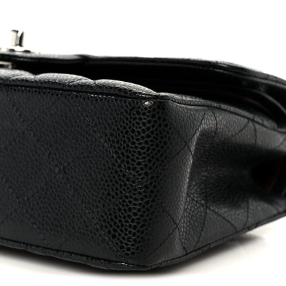 Caviar Quilted Small Double Flap Black