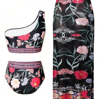 Women's One-Shoulder High-Waist Bikini Set Swimwear