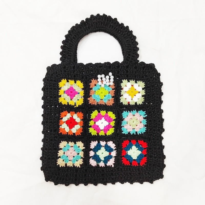 Crochet Granny Square Bag Fower Tote Bag