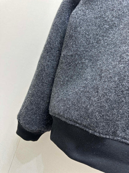 Miu 25 FW Collar Coat Dark Grey Sheep Wool 346114