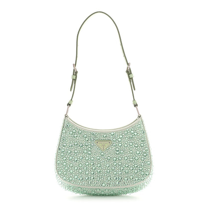 Satin Crystal Cleo Adjustable Strap Shoulder Bag Acqua