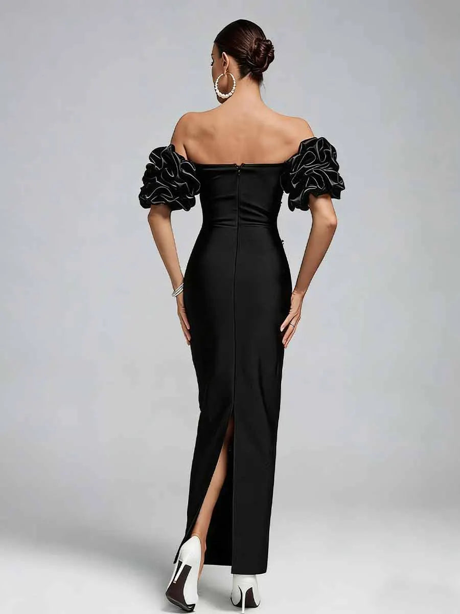 Karina Pearl Embellished Bandage Maxi Dress