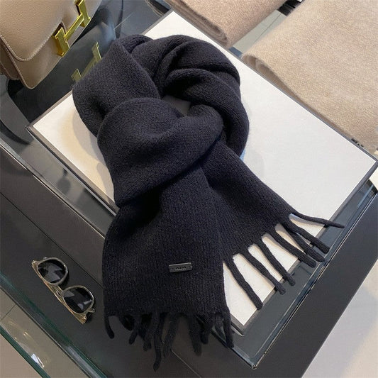 Solid Color Wool Warm Short Scarf
