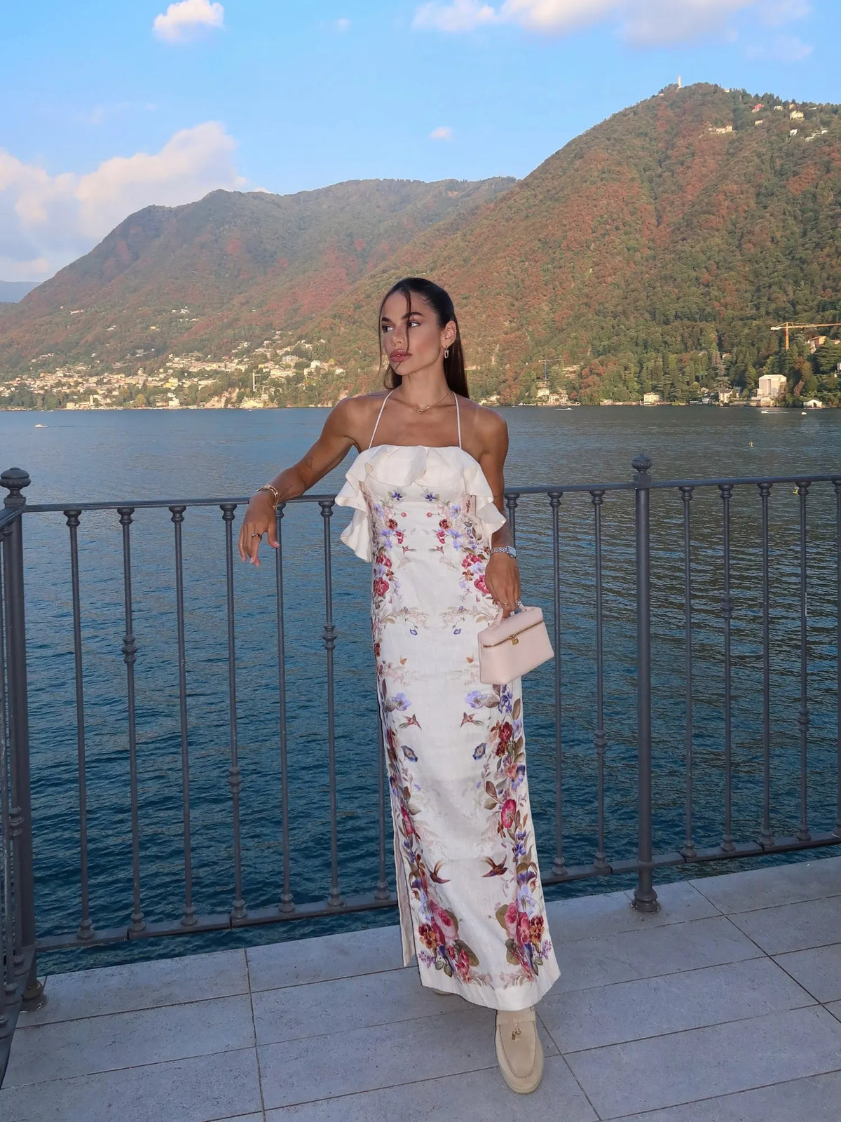 Arianne Floral Print Ruffled Bodycon Maxi Dress