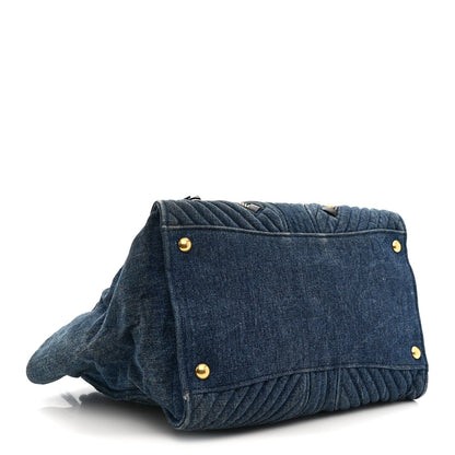 Denim Matelasse Biker Tote Avio