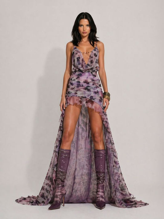 Mila Cutout Backless Strappy Mesh Maxi Dress