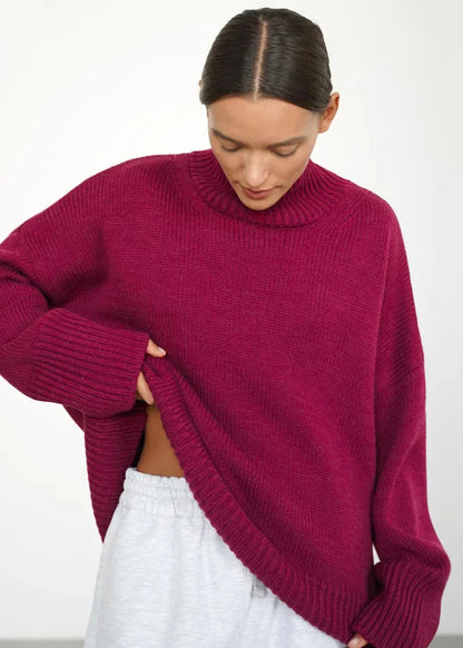 Loose Fit Cotton Knit Turtleneck Sweater
