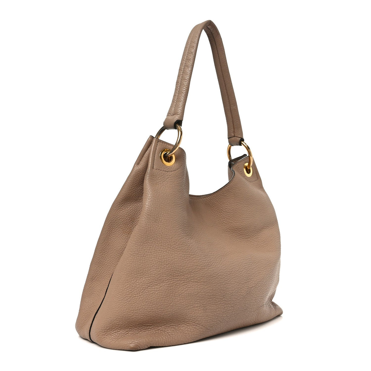 Vitello Phenix Embossed Logo Hobo Caramel