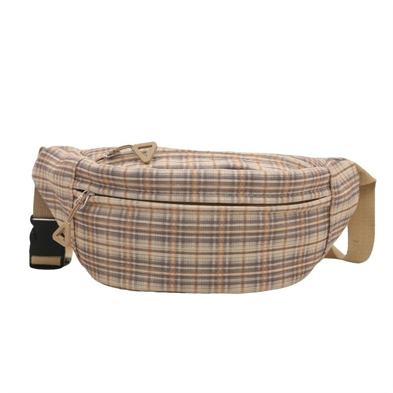 Fashion Jacquard Canvas Chest Bag With Pendant