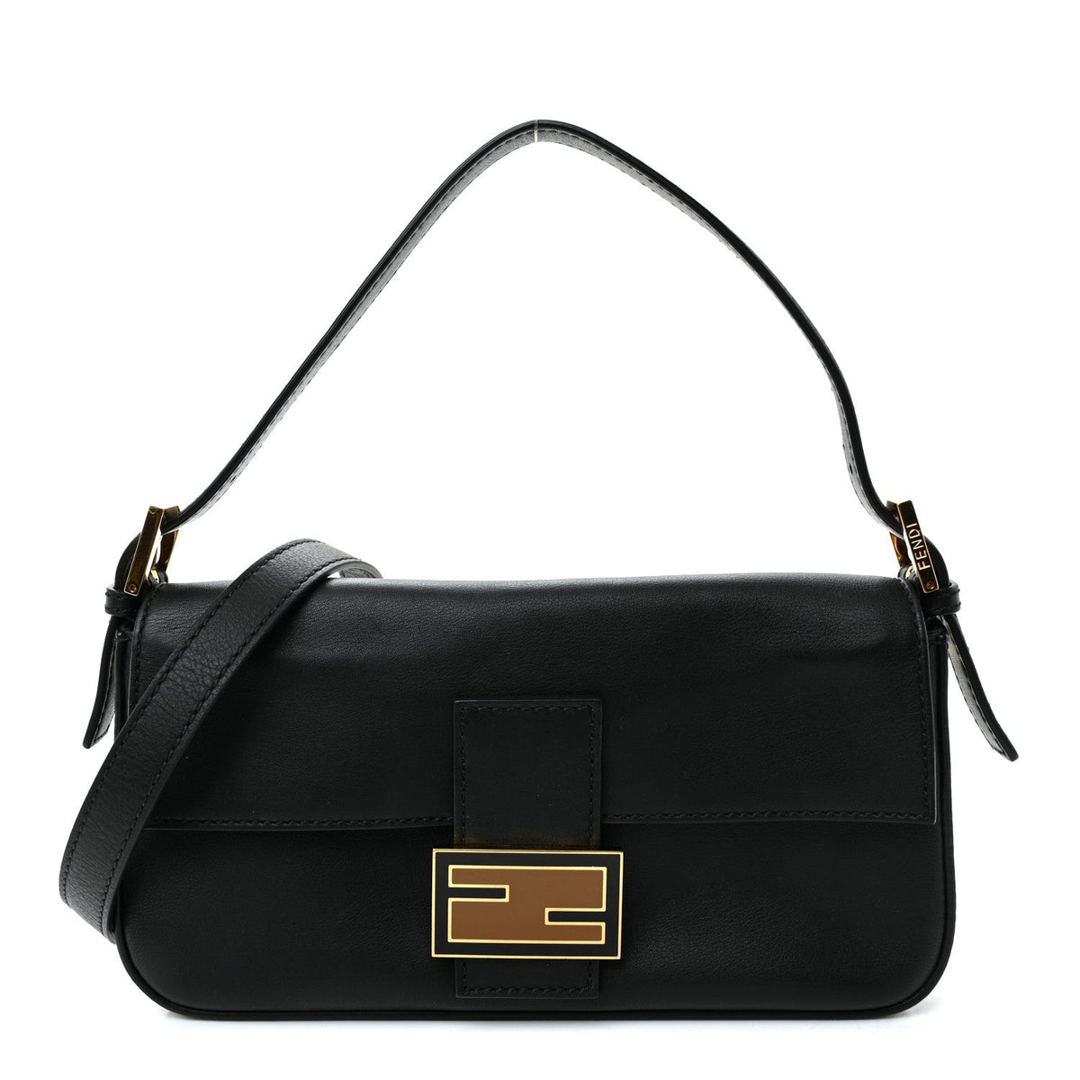 Vitello Flamingo Enamel Baguette Black