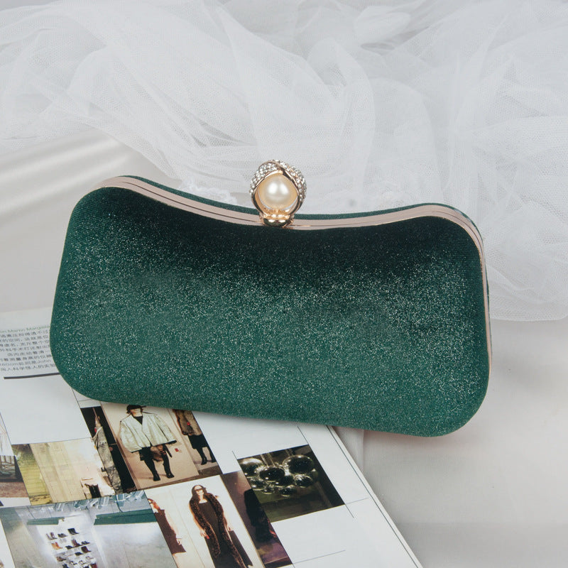 Velvet Evening Clutch Bag Elegant Retro Party Handbag