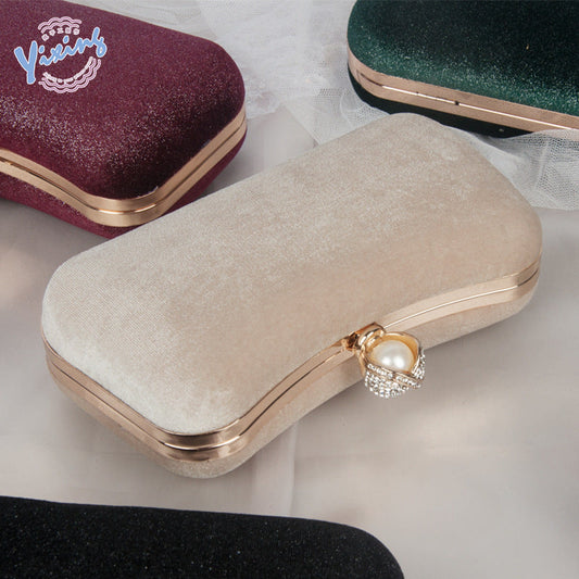 Velvet Evening Clutch Bag Elegant Retro Party Handbag