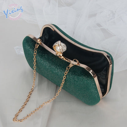 Velvet Evening Clutch Bag Elegant Retro Party Handbag