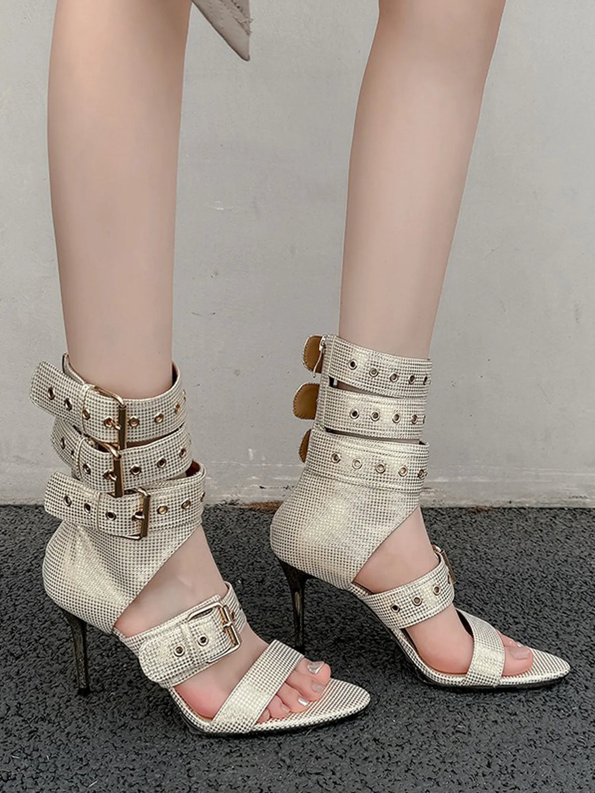 Yasmine Buckled Open-toe High Heels
