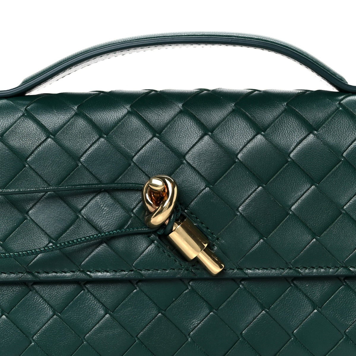 Nappa Intrecciato Long Andiamo Top Handle Clutch Emerald Green