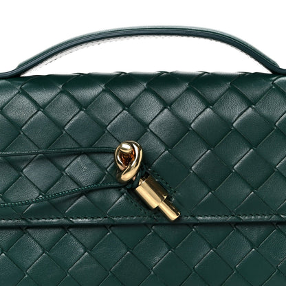 Nappa Intrecciato Long Andiamo Top Handle Clutch Emerald Green