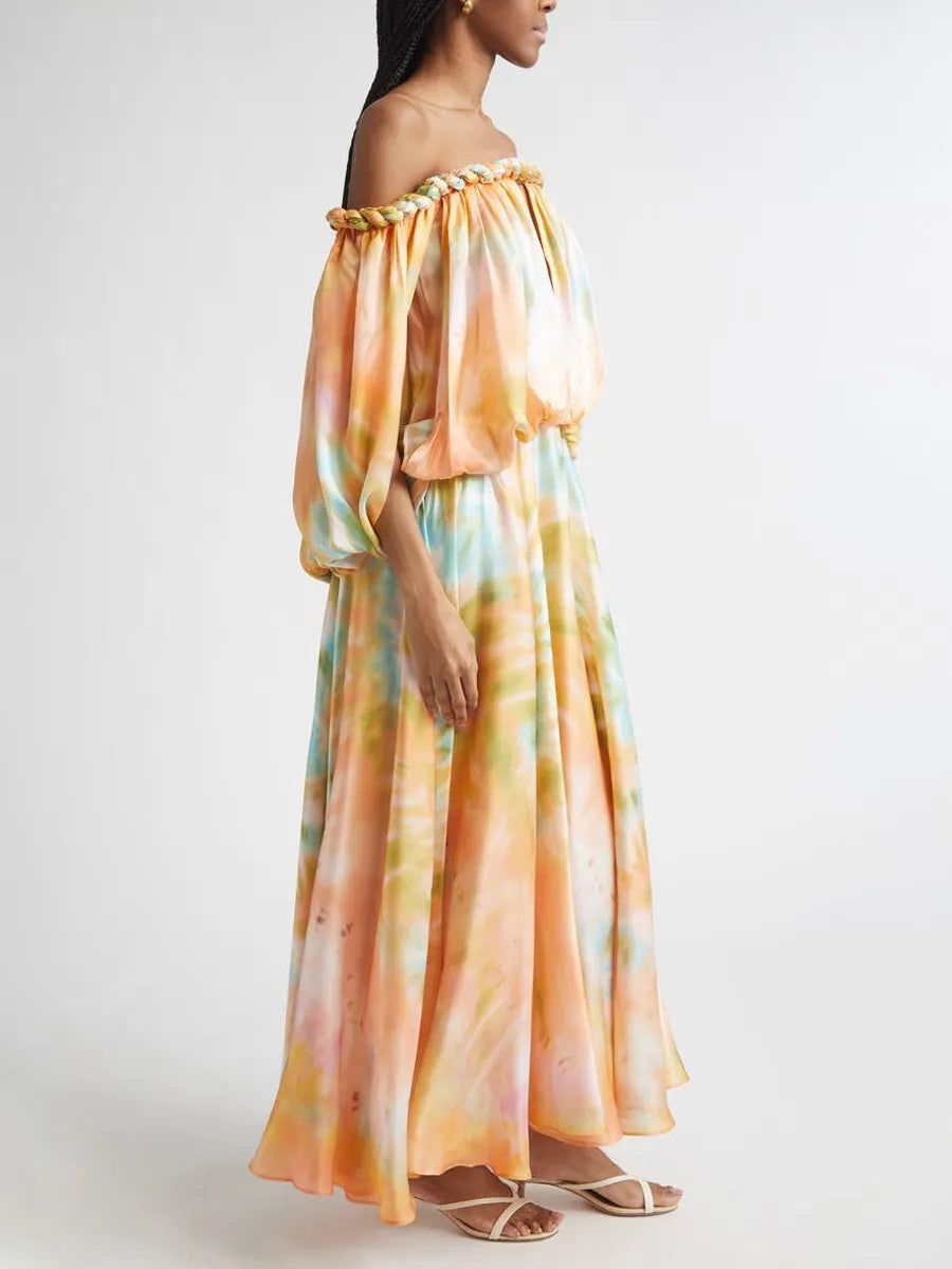 Vivian Twist Print Silk Gown