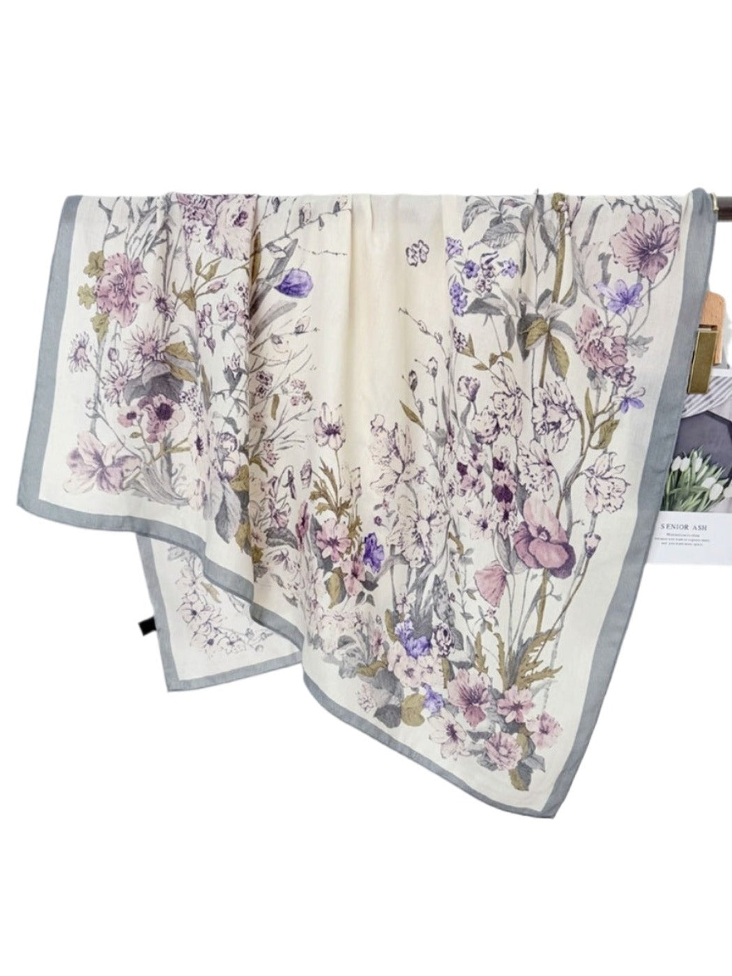 Scarvii - Boho Lightweight Floral-Print Square Scarf