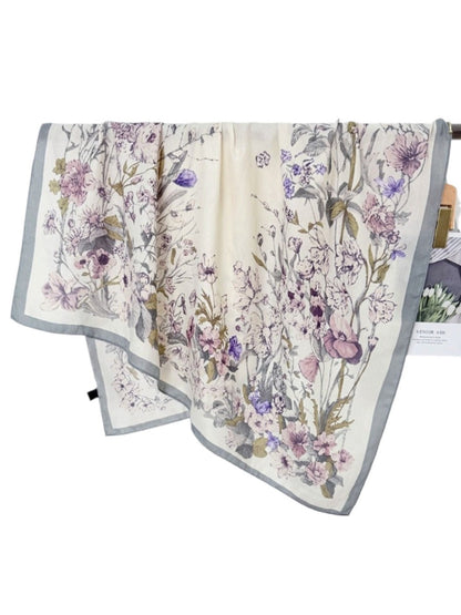 Scarvii - Boho Lightweight Floral-Print Square Scarf