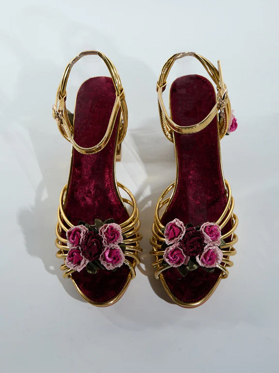 Lolovivi Flower Velvet Sandals