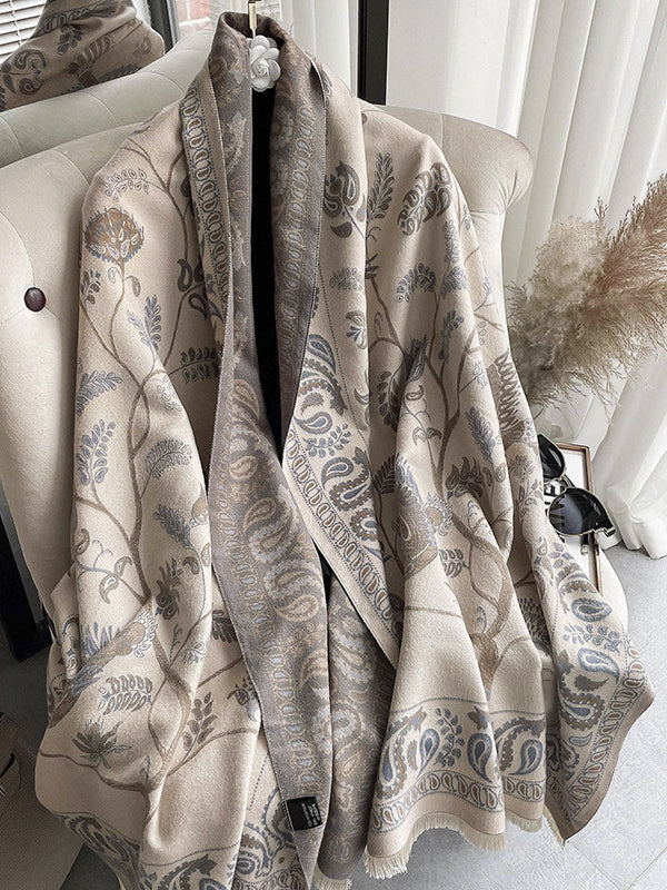 Contrast Color Flower Print Shawl&Scarf