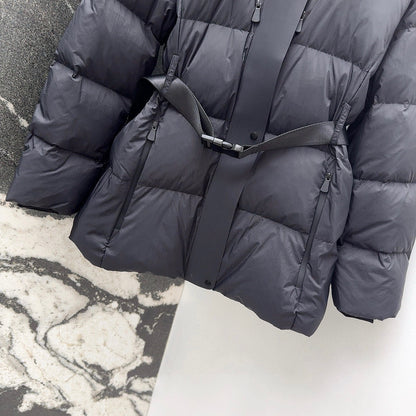 Burberry 25 Stand Collar Hooded Down Jacket Black Polyester