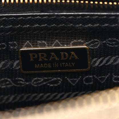 Jacquard Saffiano Triangolo Symbole Embroidered Mini Galleria Double Zip Tote Black Corda