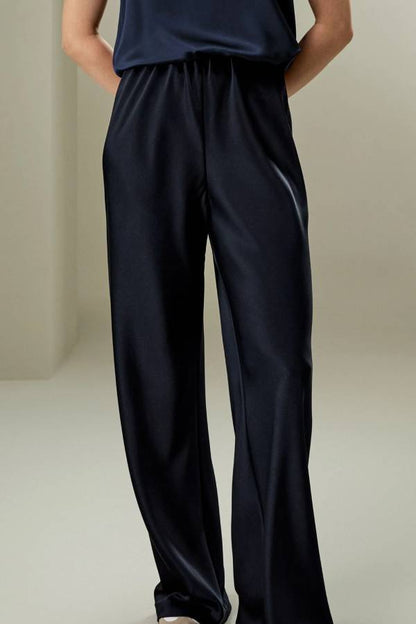 Bias-cut satin trousers