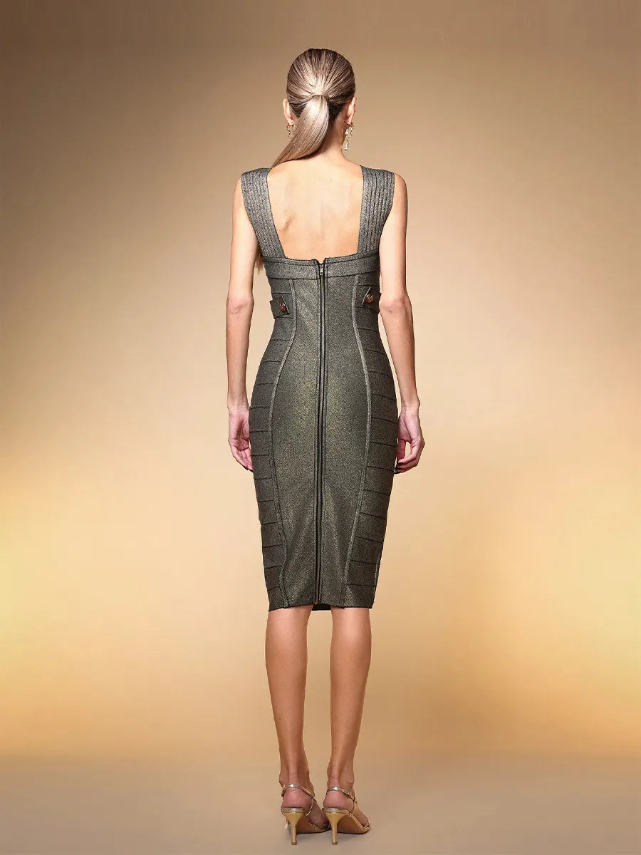 Paloma Midi Dress In Olive-green