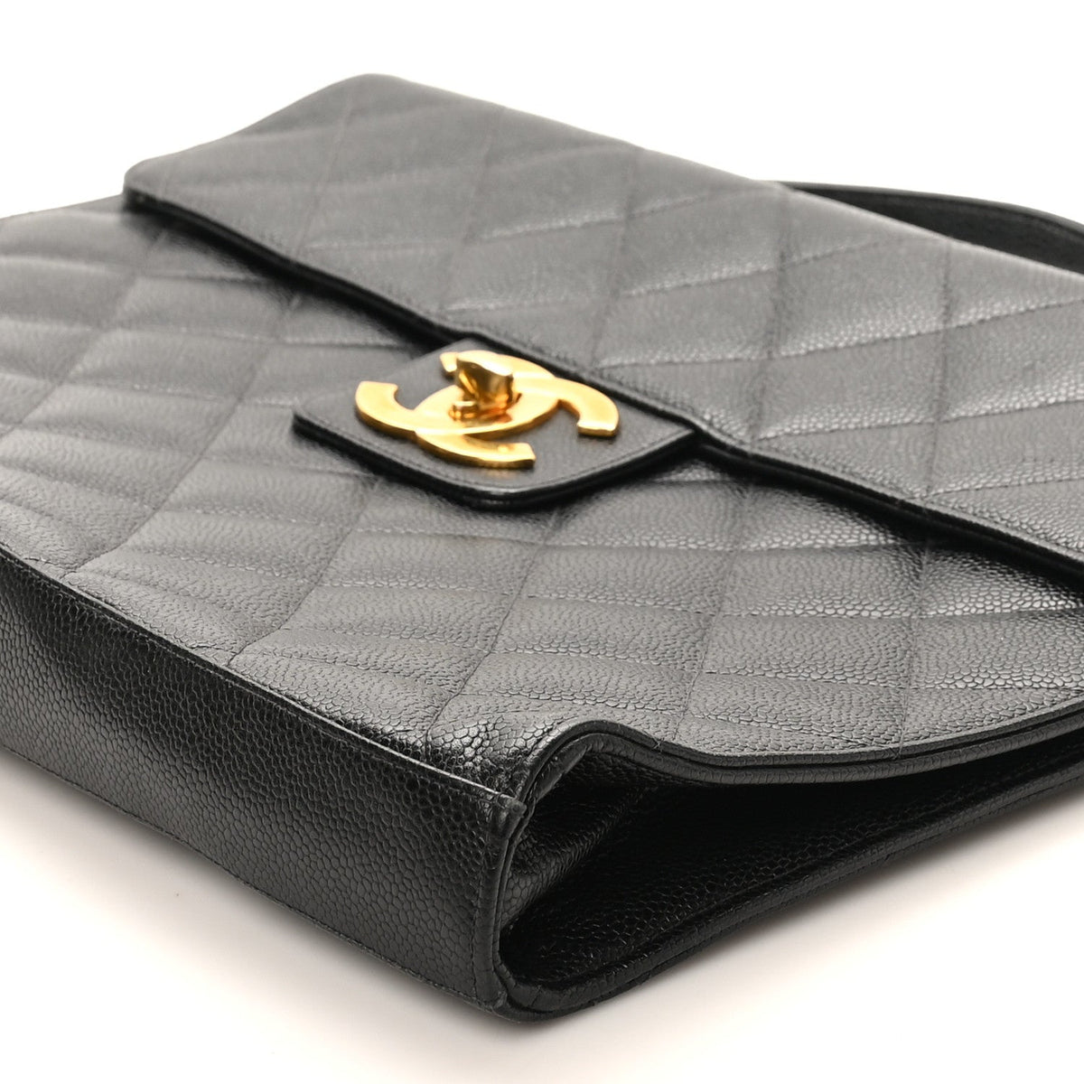 Caviar Quilted Briefcase Laptop Bag Black