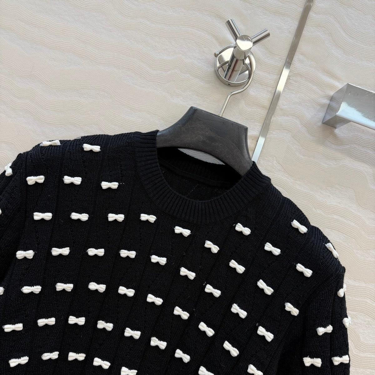 CC 26 Short-Sleeved Top Black White Knit 342788
